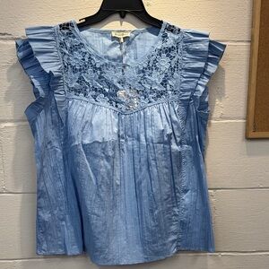 Grand & Greene Light Blue Lace Blouse